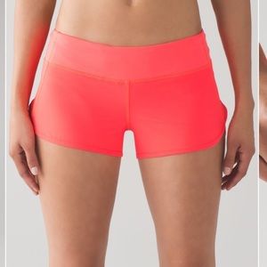 Bright coral lululemon shorts